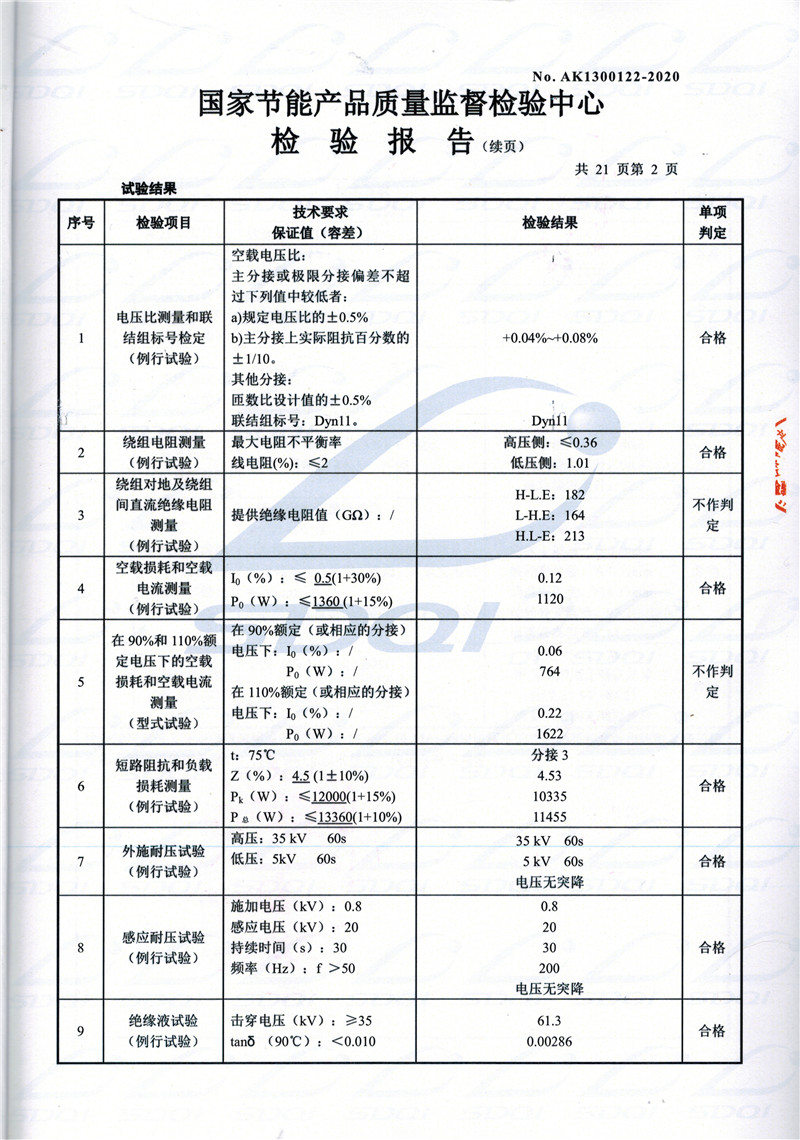 高低压试验报告-S11-1250凤城凤城凤城油浸式变压器-2.jpg